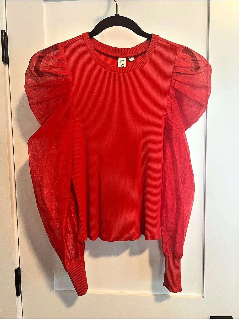 DOLAN Puff Sleeve Top in Red Size Small Like New